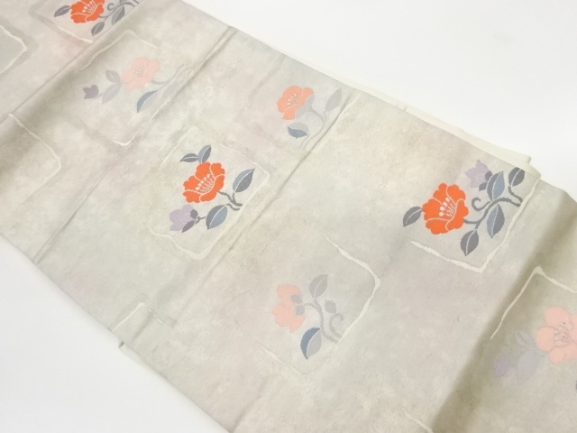 JAPANESE KIMONO / VINTAGE NAGOYA OBI / WOVEN FLORAL PLANTS